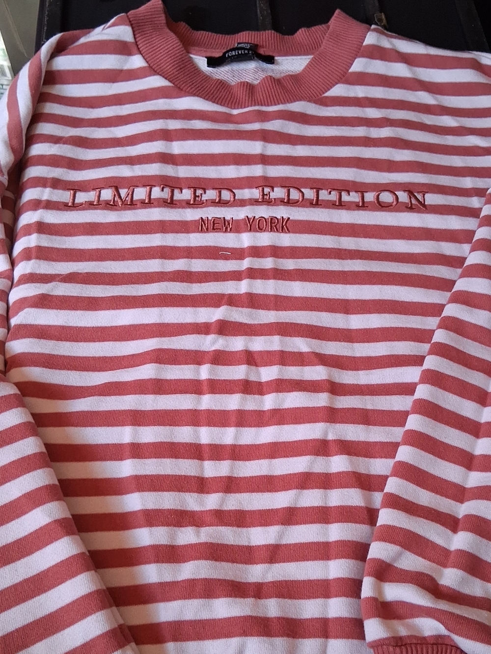 Forever 21 Pink and White Striped Kids Long Sleeve Sweatshirt